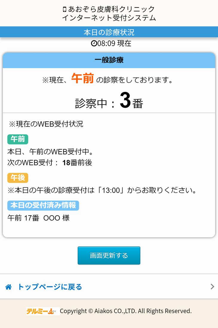 本日の診療状況